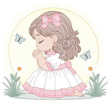 Charger l&#39;image dans la galerie, Praying girl embroidery designs - First Communion embroidery design machine embroidery pattern - Christian embroidery file - Christening
