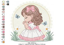 Charger l&#39;image dans la galerie, Praying girl embroidery designs - First Communion embroidery design machine embroidery pattern - Christian embroidery file - Christening
