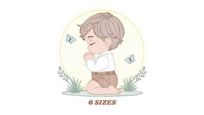 Praying boy embroidery designs - Baby boy embroidery design machine embroidery pattern - Catholic embroidery file - instant download pes jef
