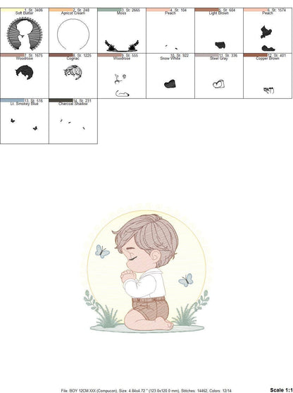 Praying boy embroidery designs - Baby boy embroidery design machine embroidery pattern - Catholic embroidery file - instant download pes jef