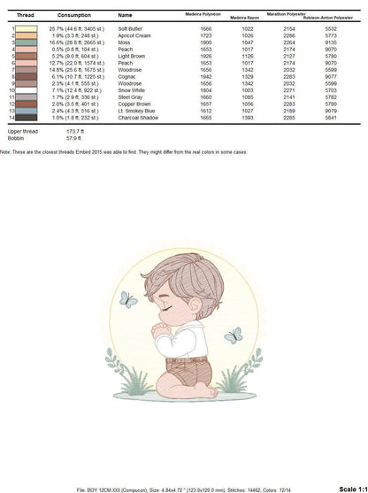 Praying boy embroidery designs - Baby boy embroidery design machine embroidery pattern - Catholic embroidery file - instant download pes jef