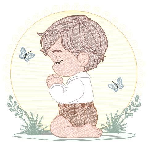 Praying boy embroidery designs - Baby boy embroidery design machine embroidery pattern - Catholic embroidery file - instant download pes jef