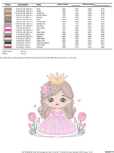 Cargar imagen en el visor de la galería, Princess with crown embroidery designs - Baby Girl embroidery design machine embroidery pattern - Girl with flowers - instant download pes
