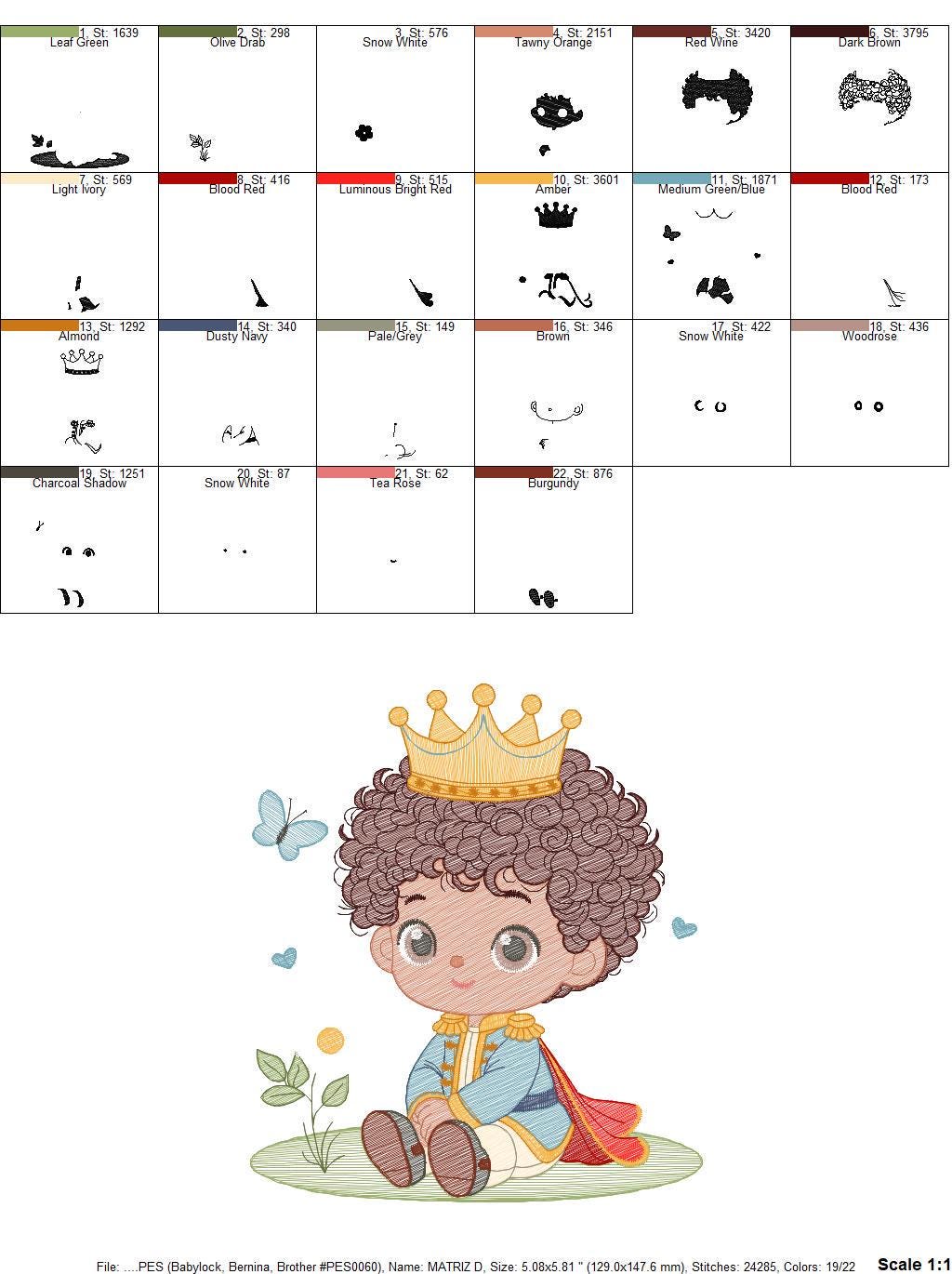 Prince embroidery designs - King embroidery design machine embroidery pattern - Baby boy embroidery file - Fairytale instant download pes