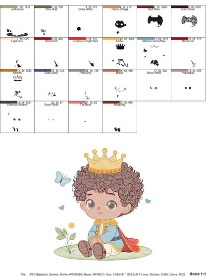 Prince embroidery designs - King embroidery design machine embroidery pattern - Baby boy embroidery file - Fairytale instant download pes