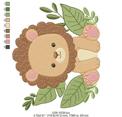 Lion embroidery designs - Safari animal embroidery design machine embroidery pattern - Baby boy embroidery file - Lion King instant download