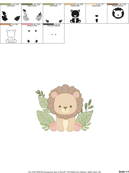 Lion embroidery designs - Safari animal embroidery design machine embroidery pattern - Baby boy embroidery file - Lion King instant download