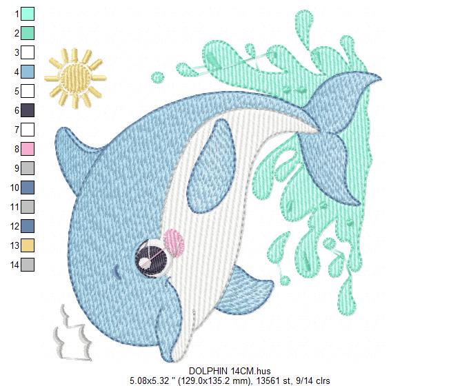Dolphin embroidery designs - Ocean Fish embroidery design machine embroidery pattern - Sea animal embroidery file - instant download pes jef