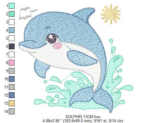 Dolphin embroidery designs - Ocean Fish embroidery design machine embroidery pattern - Sea animal embroidery file - instant download pes jef