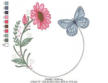 Cargar imagen en el visor de la galería, Butterfly Frame embroidery design - Delicate Flowers embroidery designs machine embroidery pattern - Towel embroidery - instant download pes
