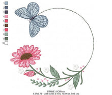 Charger l&#39;image dans la galerie, Butterfly Frame embroidery design - Delicate Flowers embroidery designs machine embroidery pattern - Towel embroidery - instant download pes
