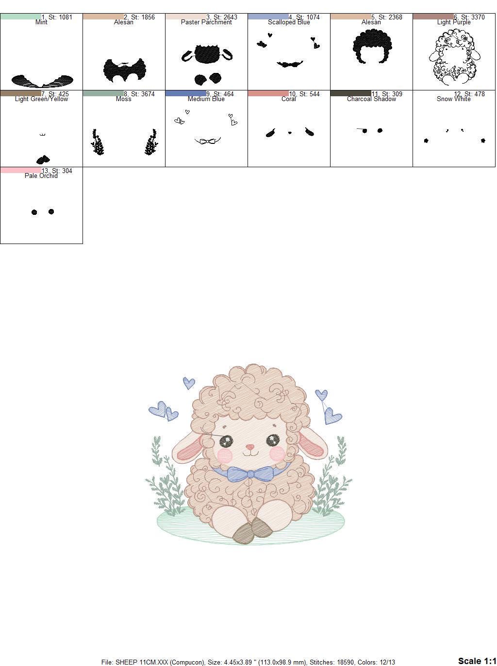 Sheep embroidery design - Lamb embroidery designs machine embroidery pattern - Baby boy embroidery file - newborn embroidery download pes