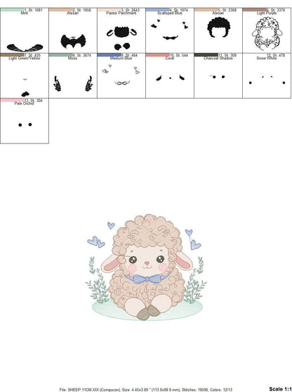 Sheep embroidery design - Lamb embroidery designs machine embroidery pattern - Baby boy embroidery file - newborn embroidery download pes