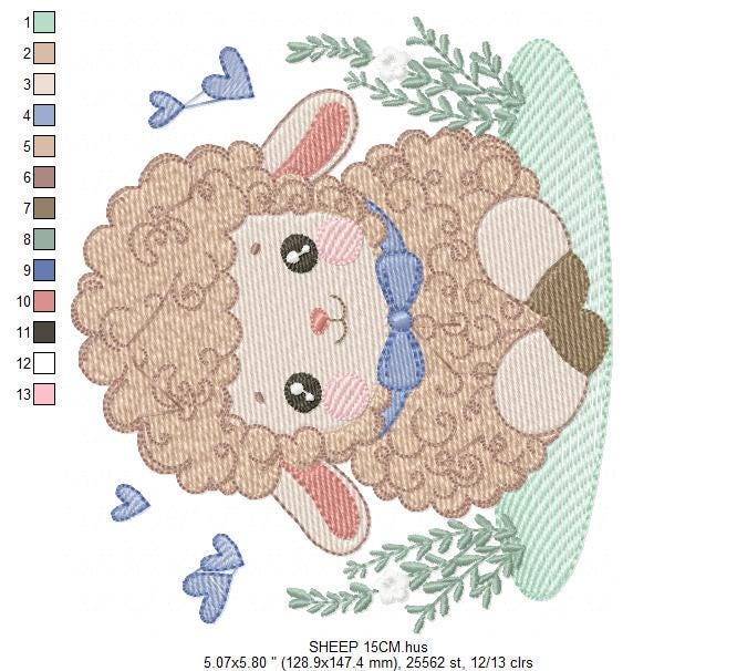 Sheep embroidery design - Lamb embroidery designs machine embroidery pattern - Baby boy embroidery file - newborn embroidery download pes