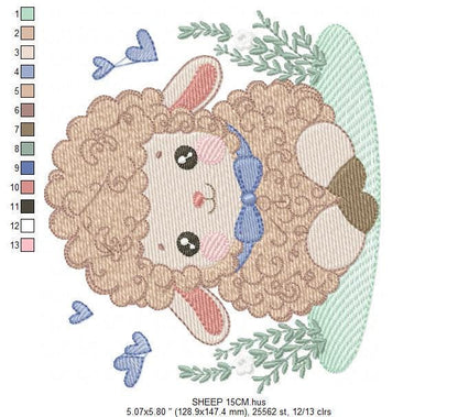 Sheep embroidery design - Lamb embroidery designs machine embroidery pattern - Baby boy embroidery file - newborn embroidery download pes