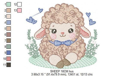 Sheep embroidery design - Lamb embroidery designs machine embroidery pattern - Baby boy embroidery file - newborn embroidery download pes