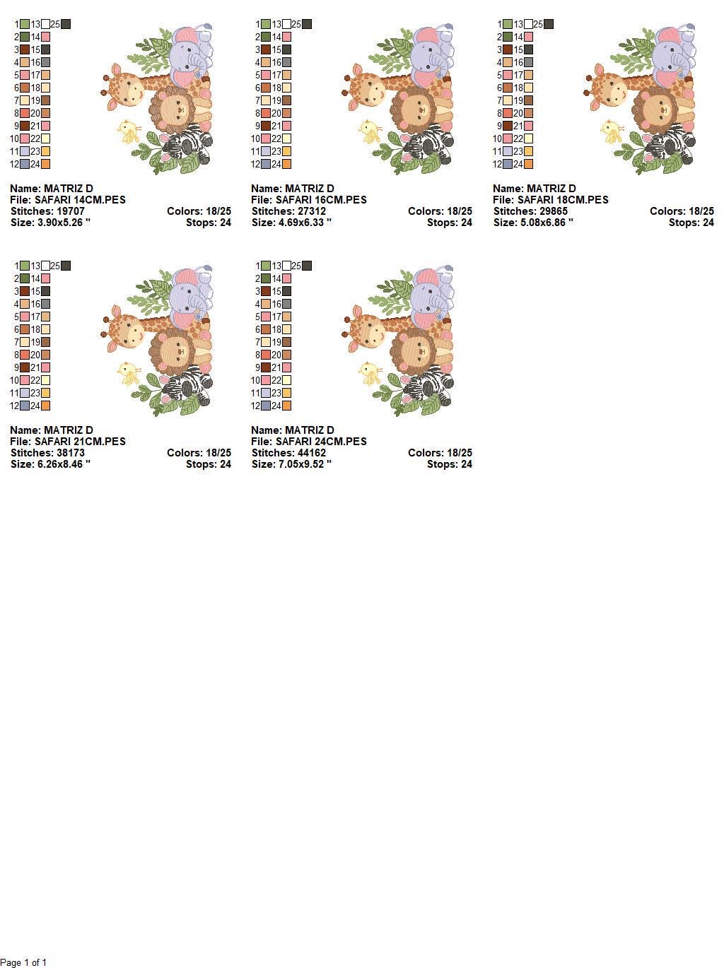 Safari animals embroidery designs - Elephant embroidery design machine embroidery pattern - Giraffe Zebra Lion tropical plants - download