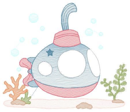 Submarine embroidery design - Baby boy embroidery designs machine embroidery pattern - Nautical ocan sea embroidery file - instant download