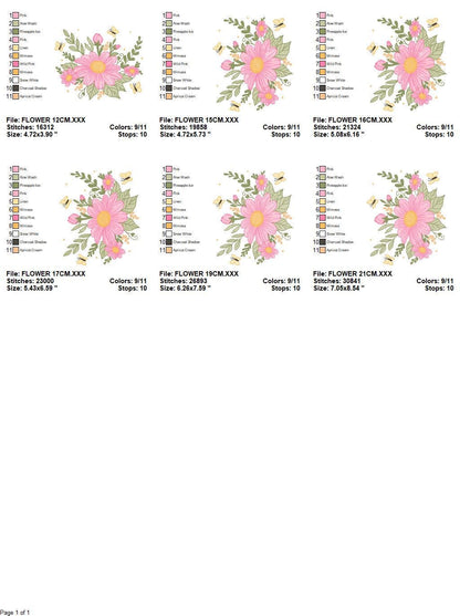 Flower embroidery designs - Flower and Butterfly embroidery design machine embroidery pattern - Floral bouquet embroidery - instant download