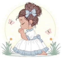 Carica l&#39;immagine nel visualizzatore di Gallery, Praying girl embroidery designs - First Communion embroidery design machine embroidery pattern - Christian embroidery file - Christening
