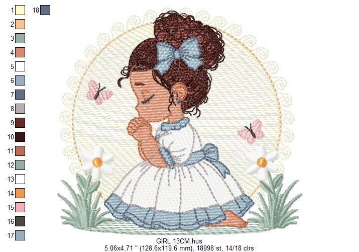 Praying girl embroidery designs - First Communion embroidery design machine embroidery pattern - Christian embroidery file - Christening