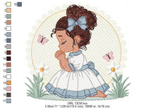 Load image into Gallery viewer, Praying girl embroidery designs - First Communion embroidery design machine embroidery pattern - Christian embroidery file - Christening
