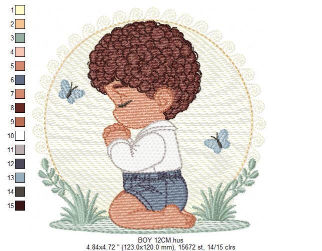 Praying boy embroidery designs - Baby boy embroidery design machine embroidery pattern - Catholic embroidery file - instant download pes jef