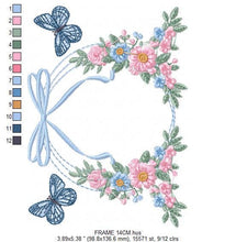 Load image into Gallery viewer, Flower Frame embroidery designs - Delicate Butterfly embroidery design machine embroidery pattern - Wreath embroidery - instant download pes
