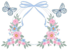 Charger l&#39;image dans la galerie, Flower Frame embroidery designs - Delicate Butterfly embroidery design machine embroidery pattern - Wreath embroidery - instant download pes
