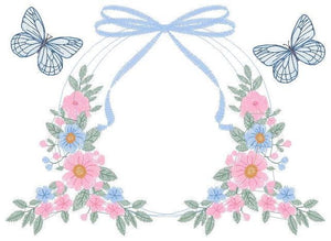 Flower Frame embroidery designs - Delicate Butterfly embroidery design machine embroidery pattern - Wreath embroidery - instant download pes