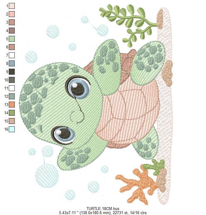 Turtle embroidery design - Sea Ocean animal embroidery designs machine embroidery pattern - Baby boy embroidery file - Instant download pes