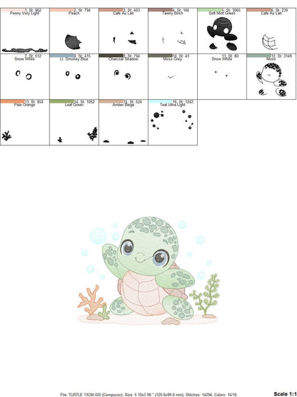 Turtle embroidery design - Sea Ocean animal embroidery designs machine embroidery pattern - Baby boy embroidery file - Instant download pes