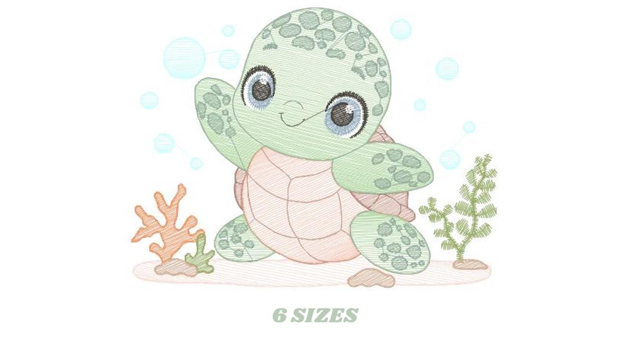 Turtle embroidery design - Sea Ocean animal embroidery designs machine embroidery pattern - Baby boy embroidery file - Instant download pes