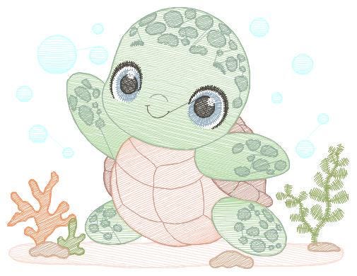 Turtle embroidery design - Sea Ocean animal embroidery designs machine embroidery pattern - Baby boy embroidery file - Instant download pes