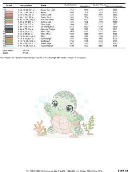 Turtle embroidery design - Sea Ocean animal embroidery designs machine embroidery pattern - Baby boy embroidery file - Instant download pes