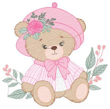 Load image into Gallery viewer, Female Bear embroidery designs - Baby girl embroidery design machine embroidery pattern - Bear with lace and dress embroidery file pes jef
