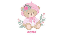 Load image into Gallery viewer, Female Bear embroidery designs - Baby girl embroidery design machine embroidery pattern - Bear with lace and dress embroidery file pes jef
