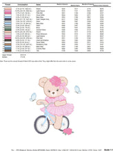 Load image into Gallery viewer, Bear embroidery designs - Baby girl embroidery design machine embroidery pattern - Female bear in a bike embroidery file - instant download
