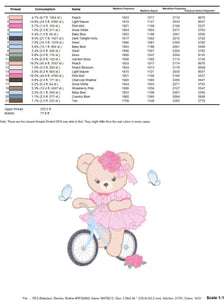 Bear embroidery designs - Baby girl embroidery design machine embroidery pattern - Female bear in a bike embroidery file - instant download