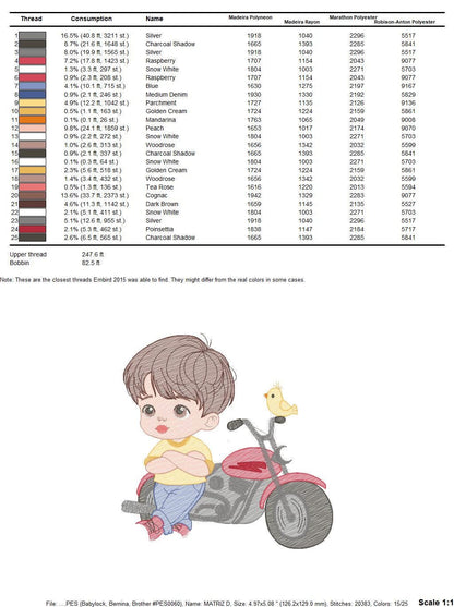 Boy with motorcycle embroidery designs - Boy embroidery design machine embroidery pattern - Motorcyclist Biker Chopper - instant download