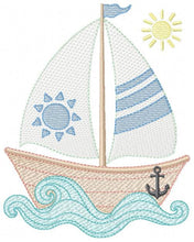 Cargar imagen en el visor de la galería, Boat embroidery designs - Sailboat embroidery design machine embroidery pattern - Sea Ocean Nautical embroidery file - instant download pes
