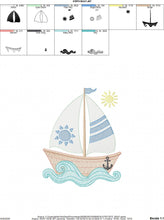 Cargar imagen en el visor de la galería, Boat embroidery designs - Sailboat embroidery design machine embroidery pattern - Sea Ocean Nautical embroidery file - instant download pes
