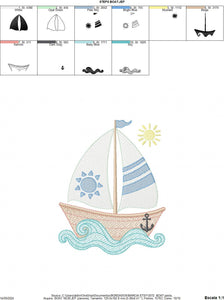 Boat embroidery designs - Sailboat embroidery design machine embroidery pattern - Sea Ocean Nautical embroidery file - instant download pes