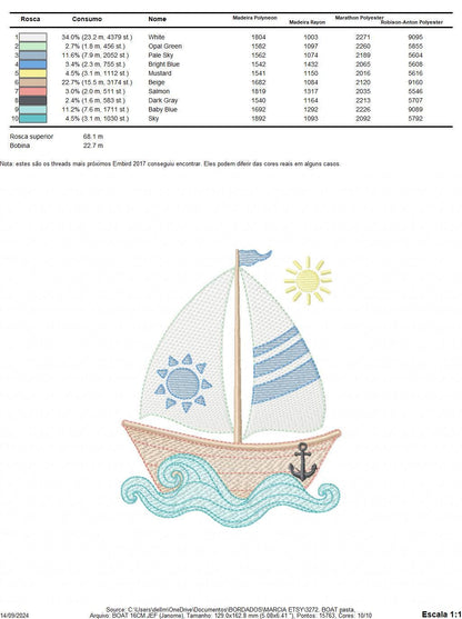 Boat embroidery designs - Sailboat embroidery design machine embroidery pattern - Sea Ocean Nautical embroidery file - instant download pes