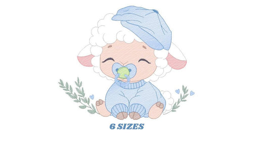 Baby boy Sheep with cap embroidery design - Lamb embroidery designs machine embroidery pattern - Baby boy embroidery file - instant download