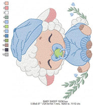 Cargar imagen en el visor de la galería, Baby boy Sheep with cap embroidery design - Lamb embroidery designs machine embroidery pattern - Baby boy embroidery file - instant download
