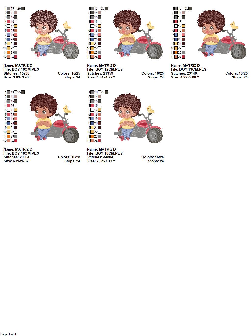 Boy with motorcycle embroidery designs - Baby Boy embroidery design machine embroidery pattern - Motorcyclist Biker Chopper - pes download