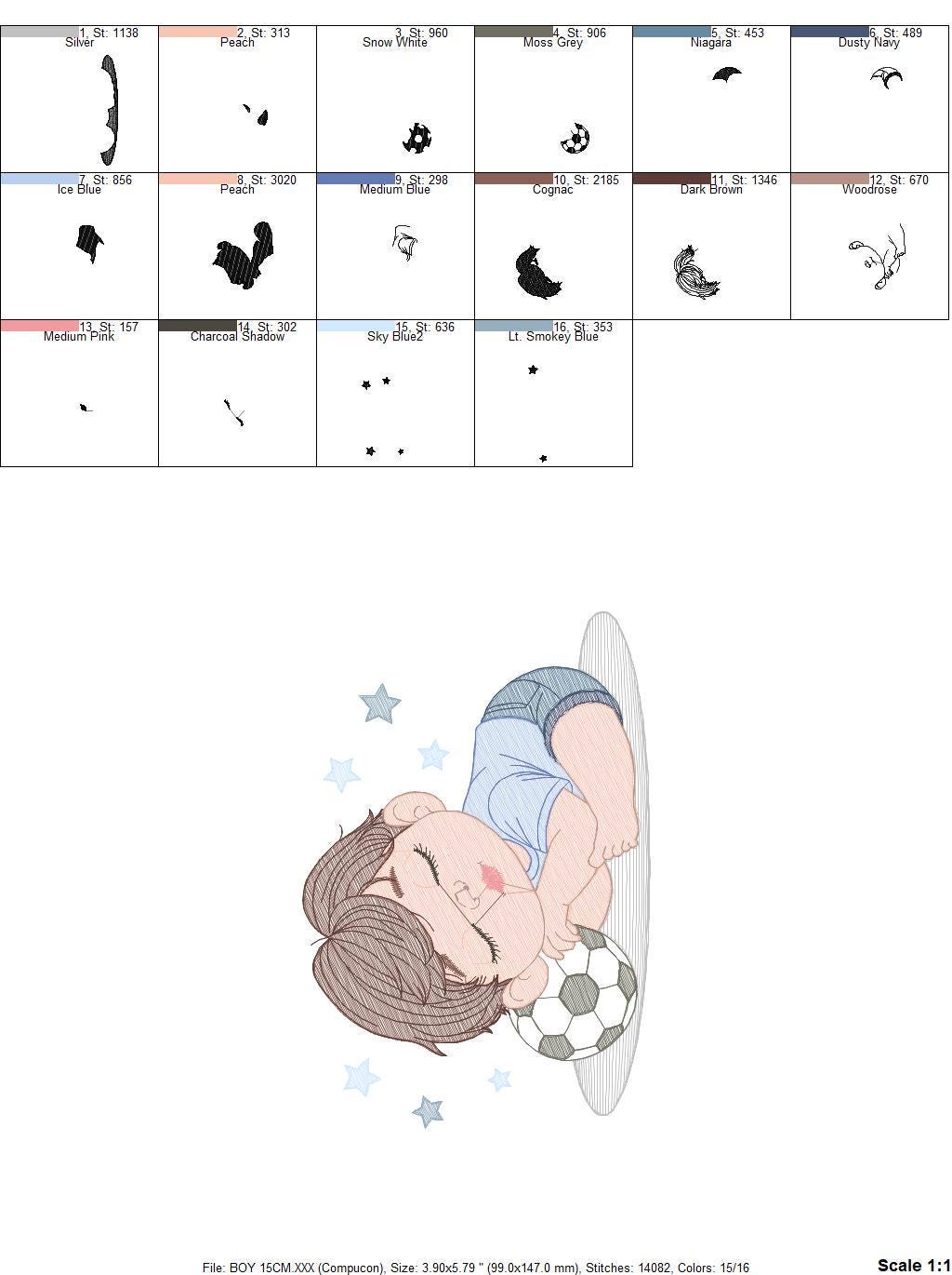 Sleeping boy embroidery designs - Soccer Player with ball embroidery design machine embroidery - Boy with ball embroidery - instant download