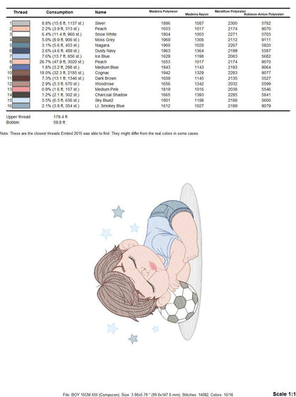 Sleeping boy embroidery designs - Soccer Player with ball embroidery design machine embroidery - Boy with ball embroidery - instant download