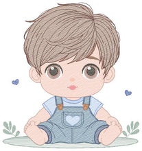 Load image into Gallery viewer, Baby boy with jumpsuit embroidery design - Toddler embroidery designs machine embroidery pattern - Kid embroidery file - instant download
